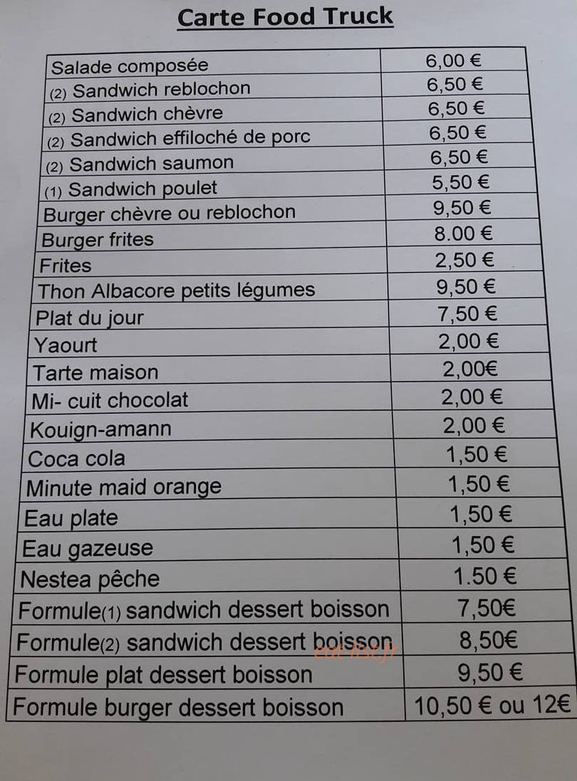 Restau Pied — carte page 1