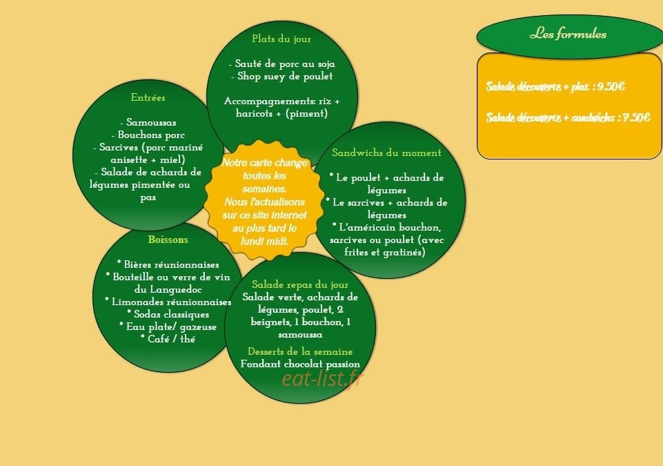 Réuni food — carte page 1