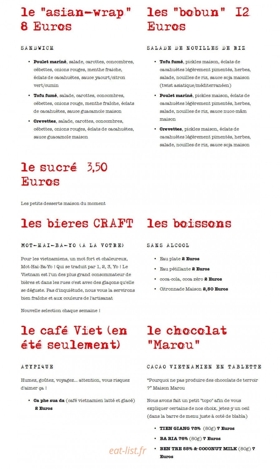 Revolution Food Trucks — carte page 1