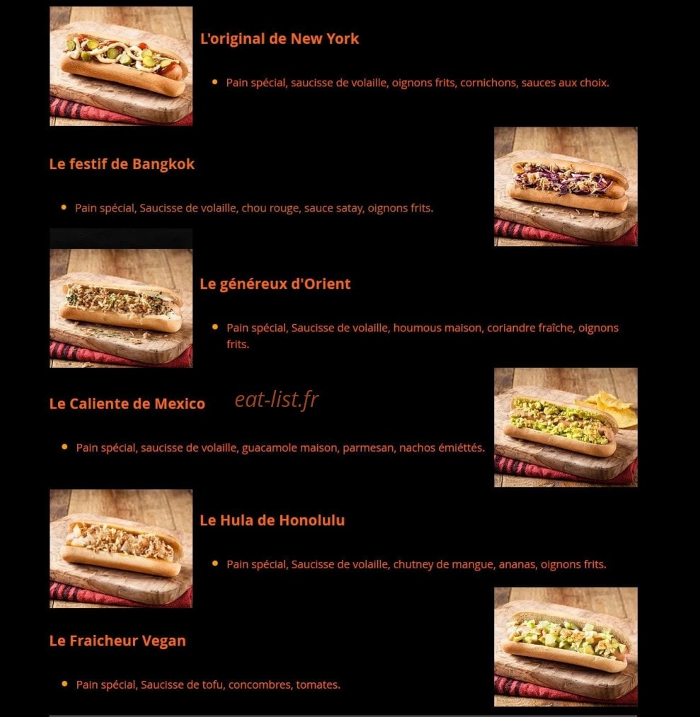 Richard's Hot Dog — carte page 1