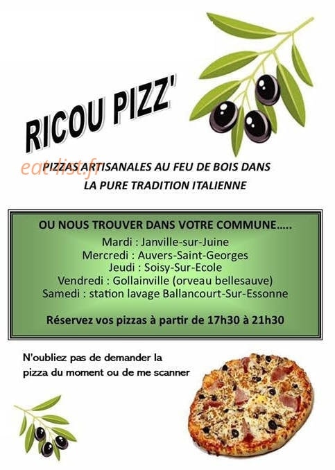 Ricou pizz' — carte page 1