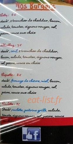 Road's burger — carte page 1