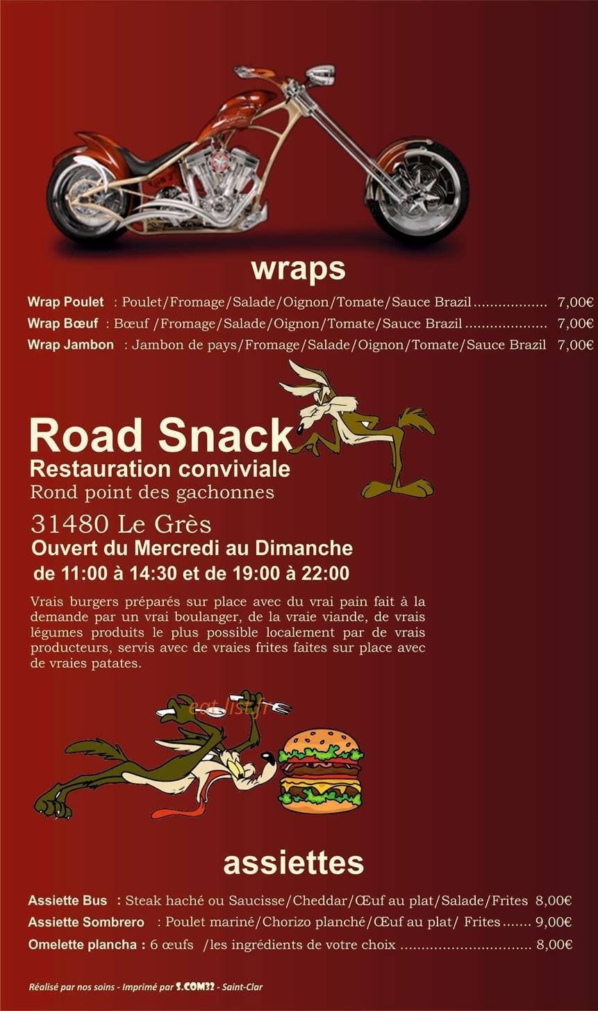 Road snack — carte page 3
