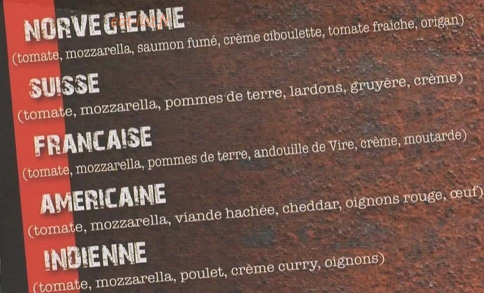 Road Trip pizza — carte page 2