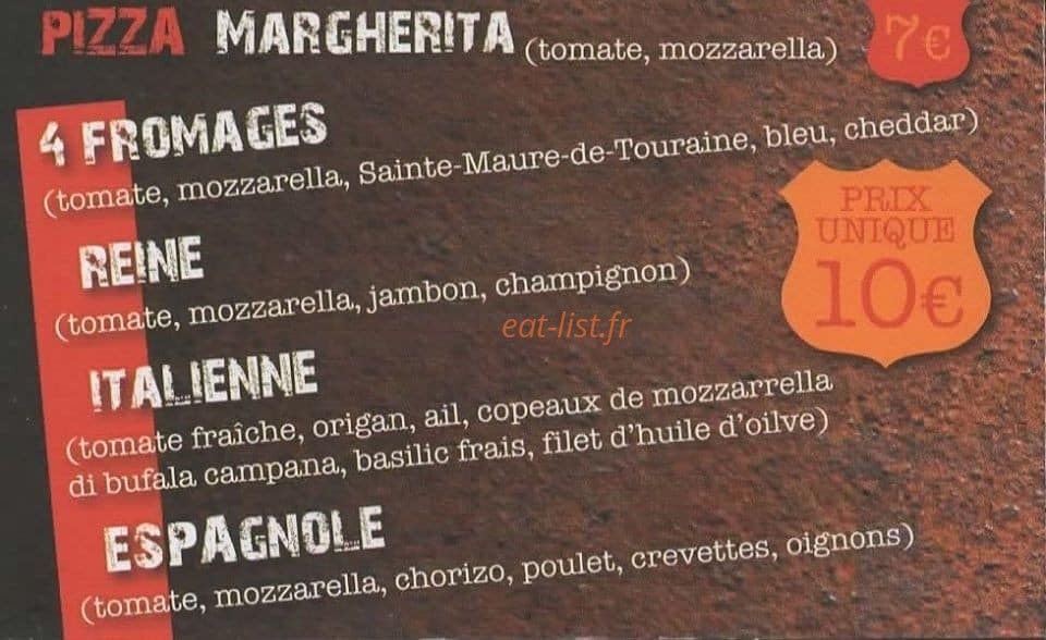 Road Trip pizza — carte page 1