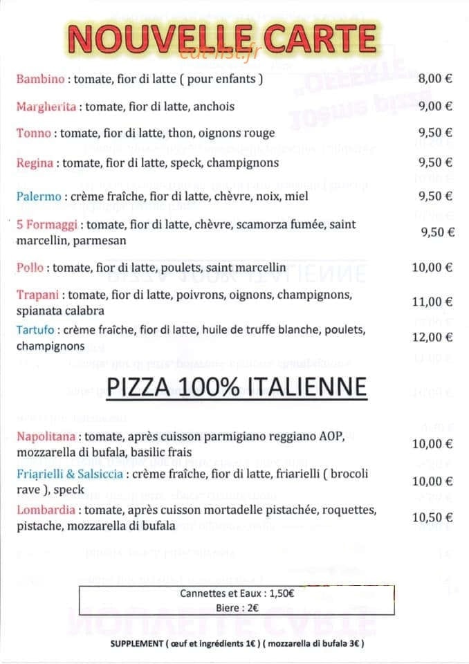 Rosa pizza — carte page 1