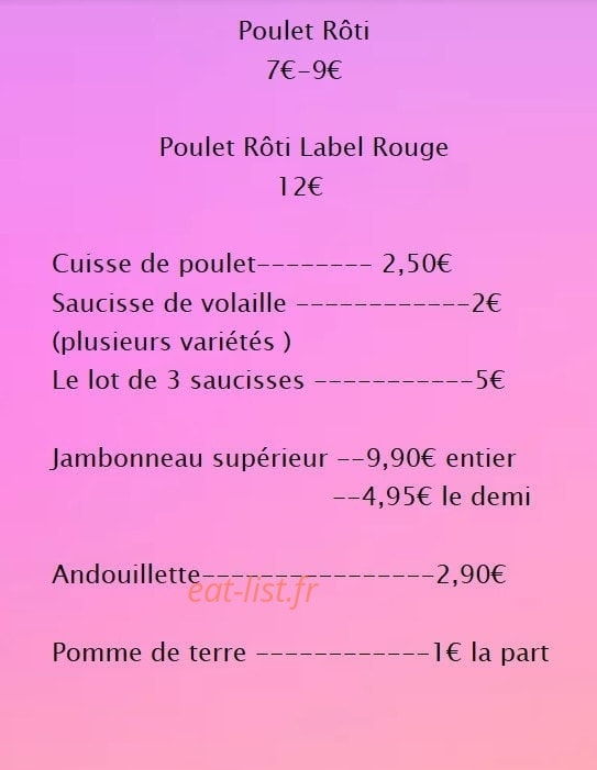 Rôtisserie Bourdon — carte page 1