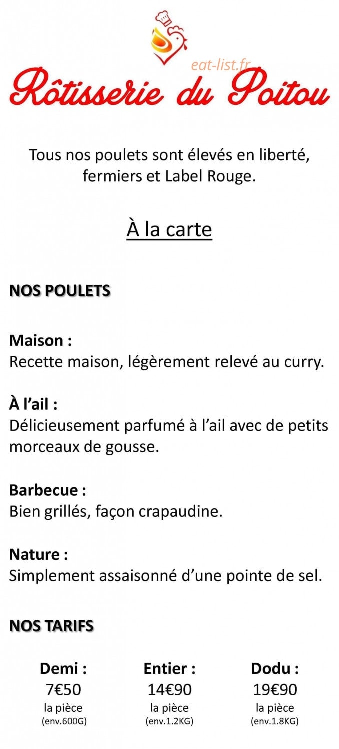 Rôtisserie du Poitou — carte page 1