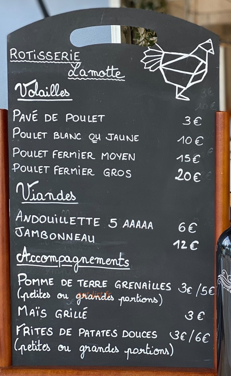 Rôtisserie lamotte — carte page 1