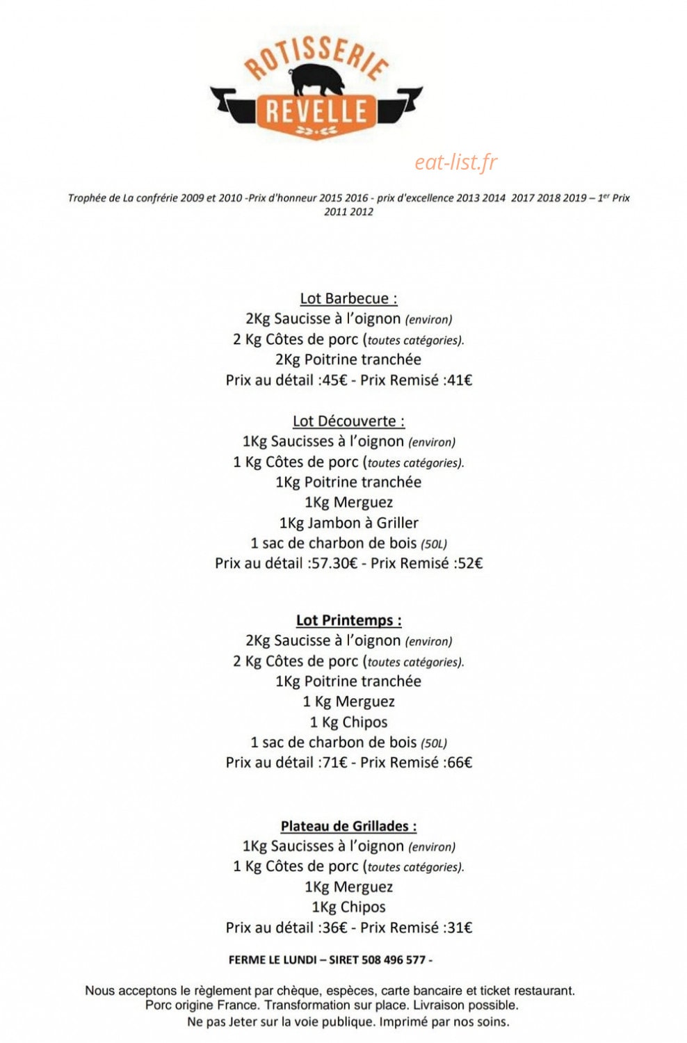 Rôtisserie Revelle — carte page 2