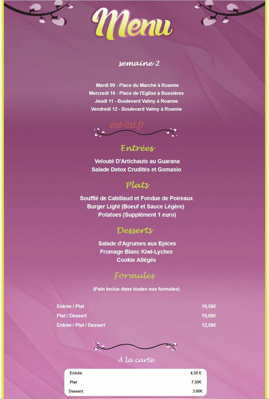 Roxane's — carte page 1