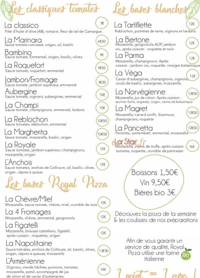 Royal Pizza — carte page 2
