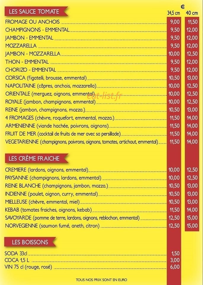 Royal pizzas — carte page 2