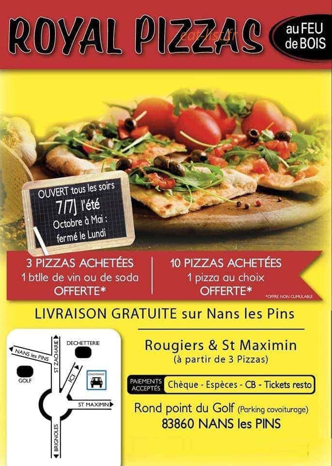 Royal pizzas — carte page 1