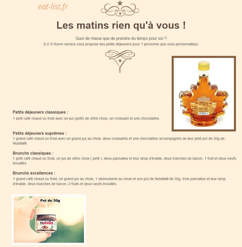 S.O.S Room Service — carte page 2