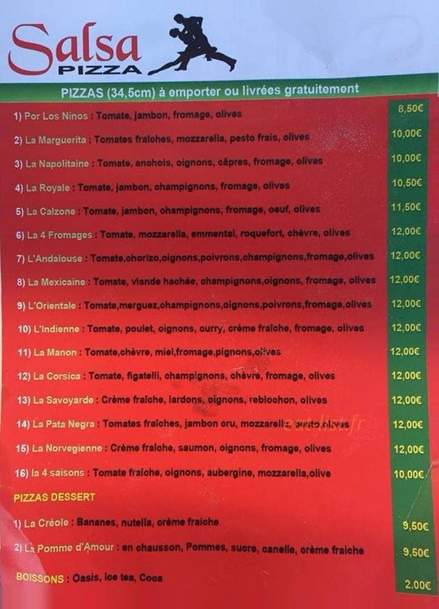 Salsa pizza — carte page 2