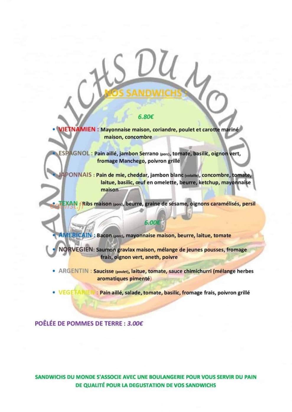 Sandwichs du Monde — carte page 2