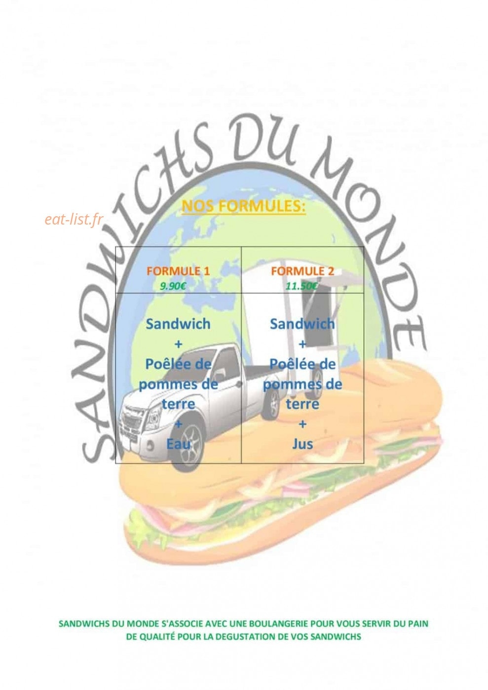 Sandwichs du Monde — carte page 1