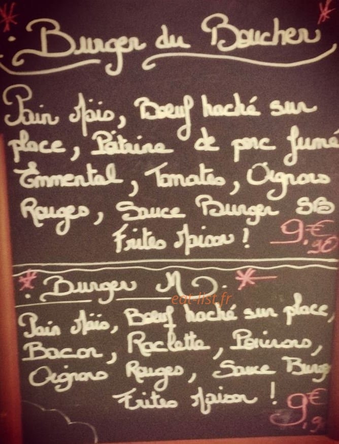 Saveurs Bouchères — carte page 1