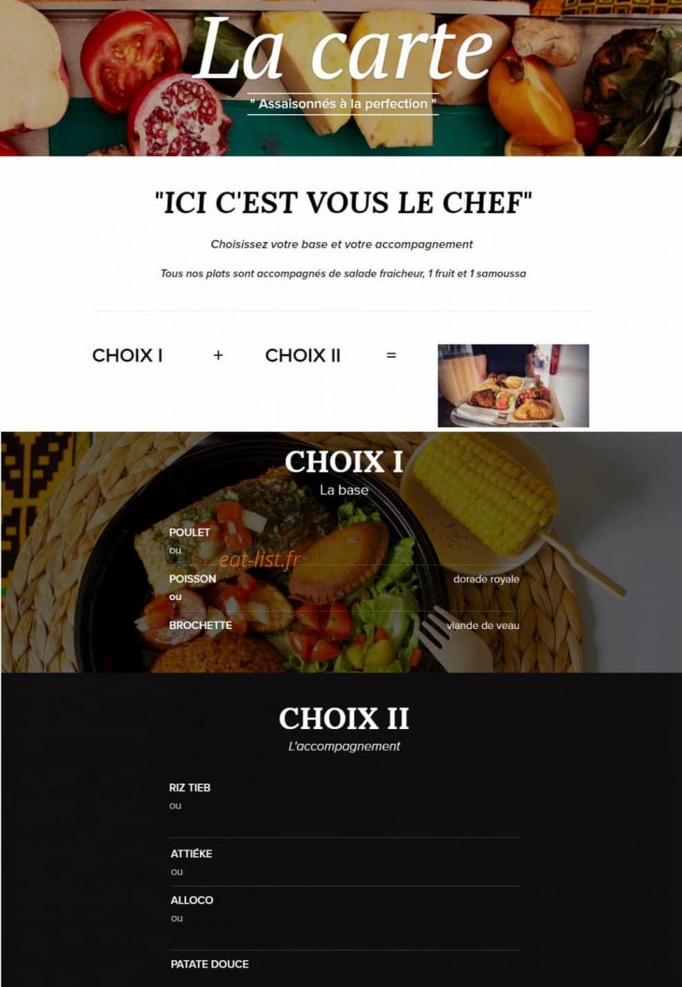 Saveurs Dafrique — carte page 1