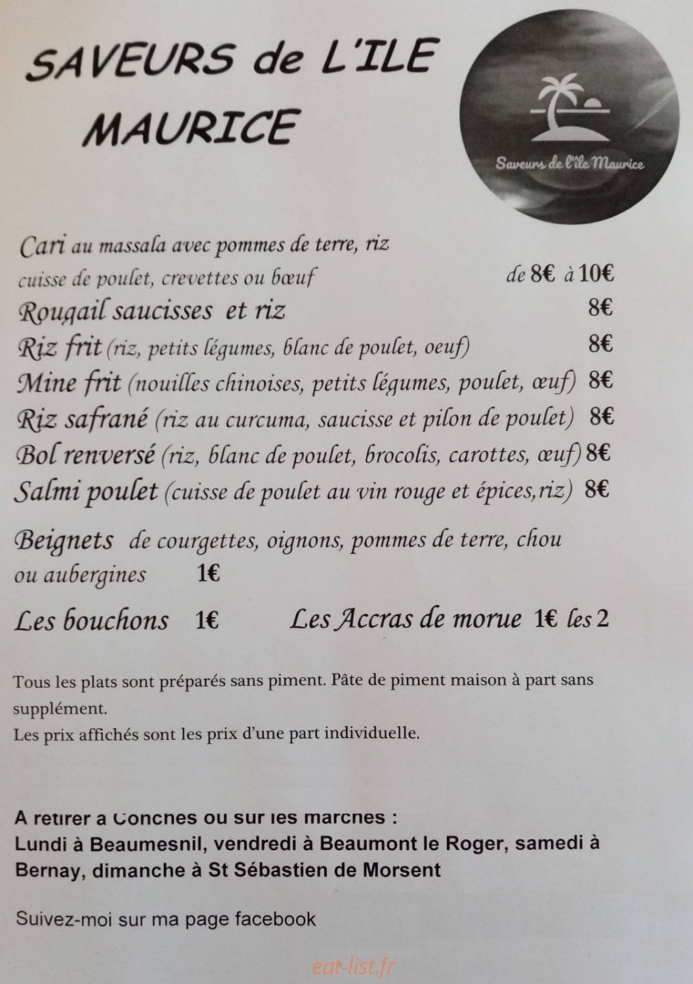 Saveurs de l'île Maurice — carte page 1