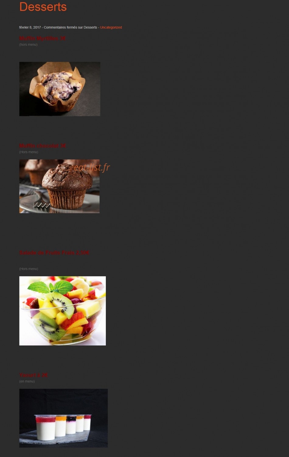 Saveurs & Fraîcheur — carte page 6