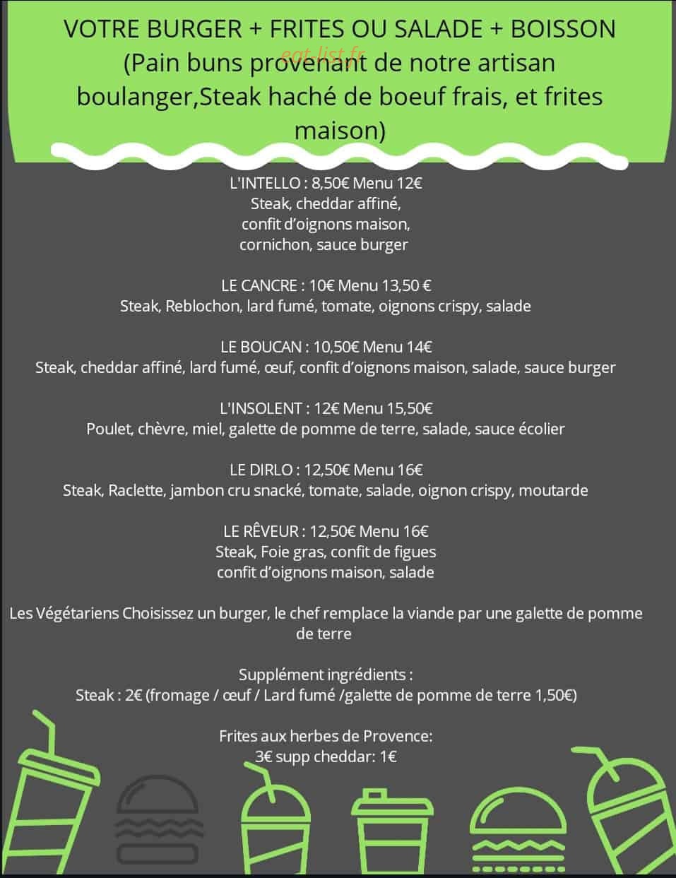 School burger — carte page 1