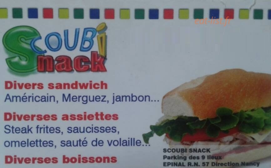 Scoubi Snack — carte page 1