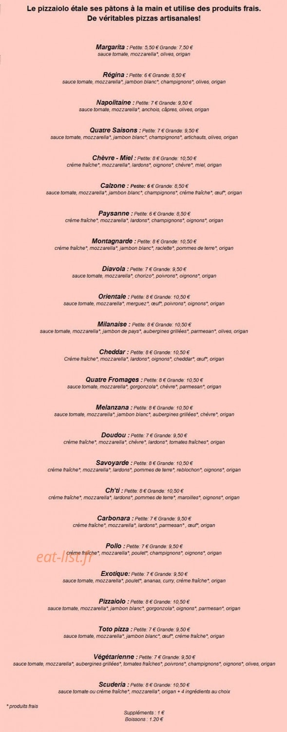 Scuderia Pizza — carte page 1