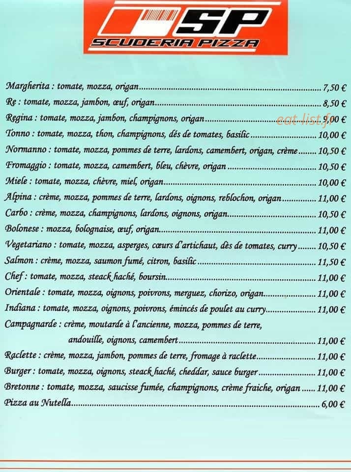 Scuderia Pizza — carte page 1