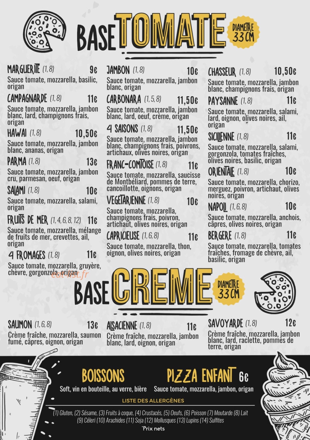 Seppi's Pizza — carte page 1