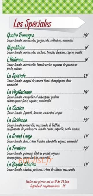 Sergio Pizza — carte page 4