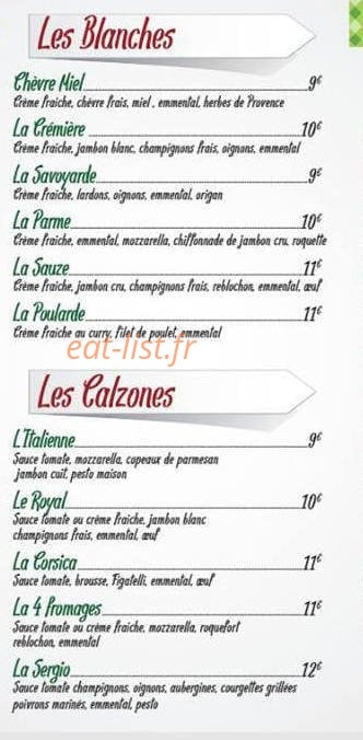 Sergio Pizza — carte page 3
