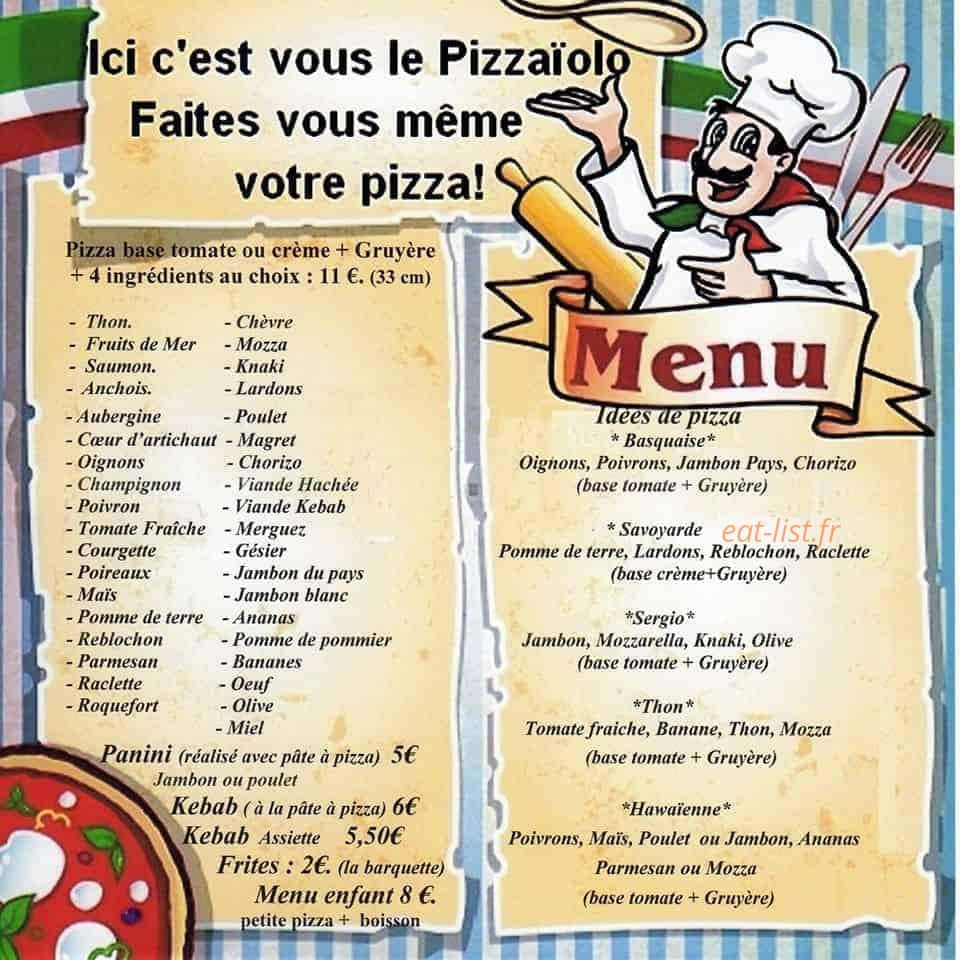 Sergio Pizza — carte page 1