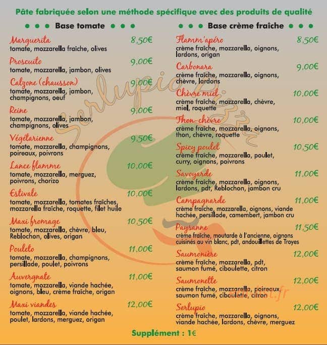 Serlupio pizza — carte page 1