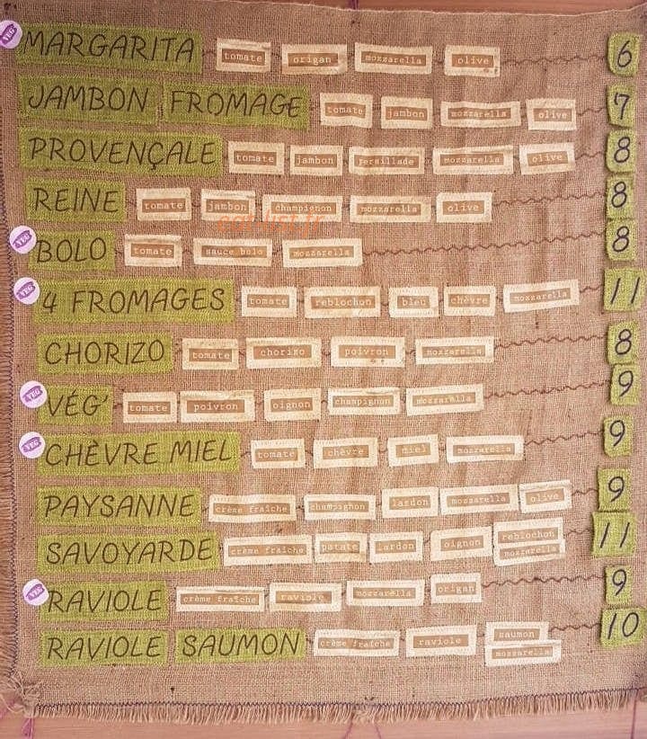 Shanti pizza — carte page 1