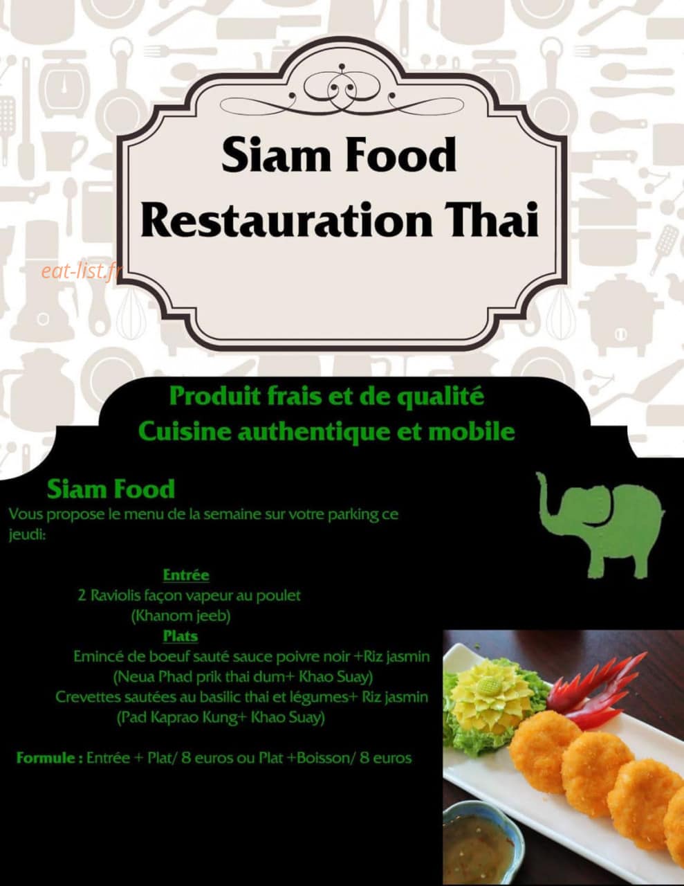 Siam Food — carte page 1
