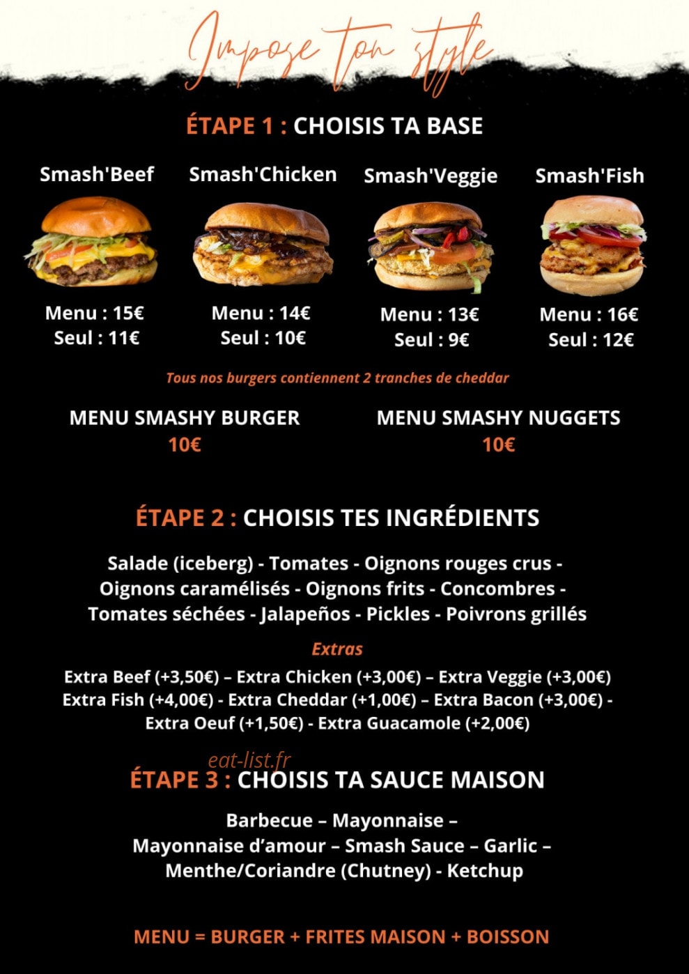 Smash'in Burger — carte page 1