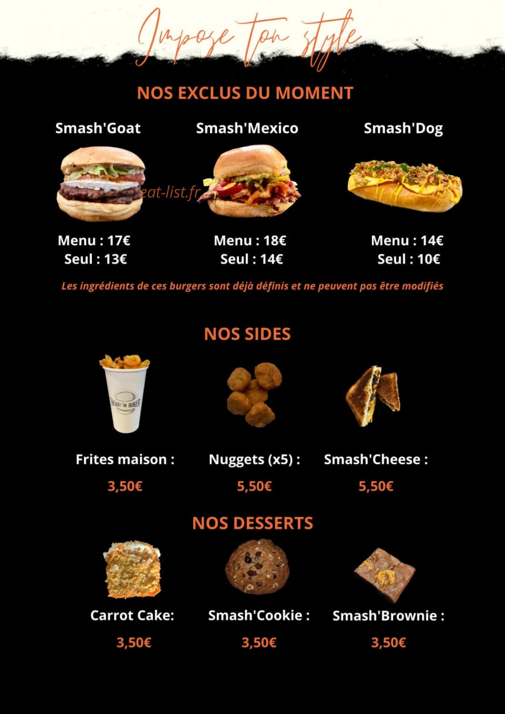 Smash'in Burger — carte page 2