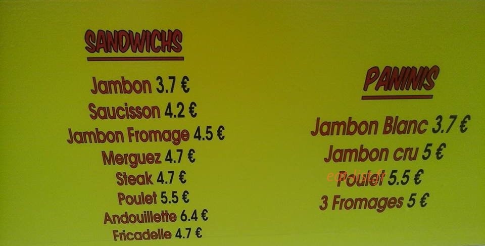 Snack chez Théo et Shanon — carte page 3