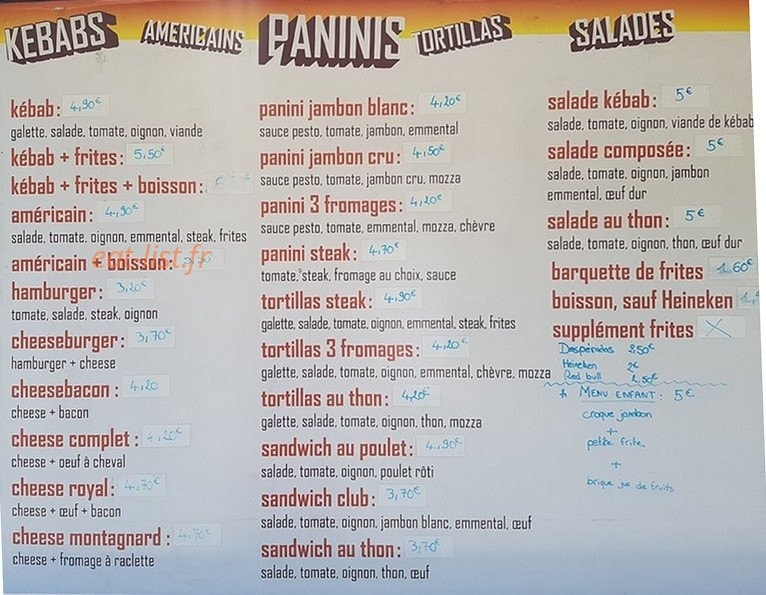 Snack kebab — carte page 1