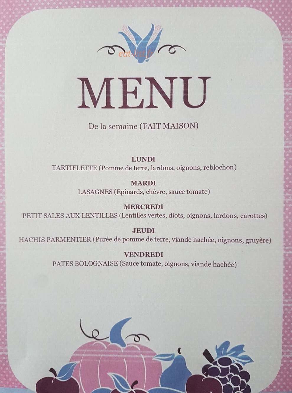 Snack'n Bio — carte page 1