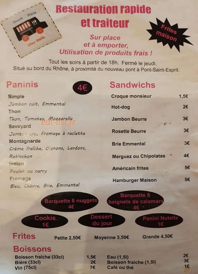 Snack pizzeria chez stella — carte page 4