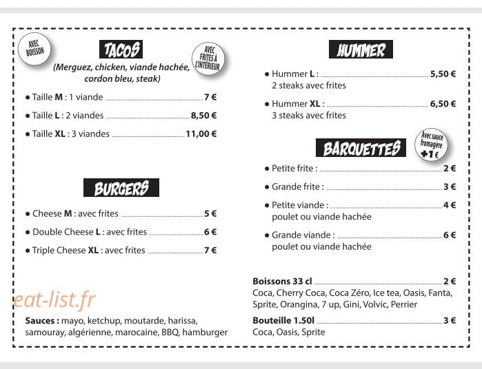 Snack Tacos — carte page 1