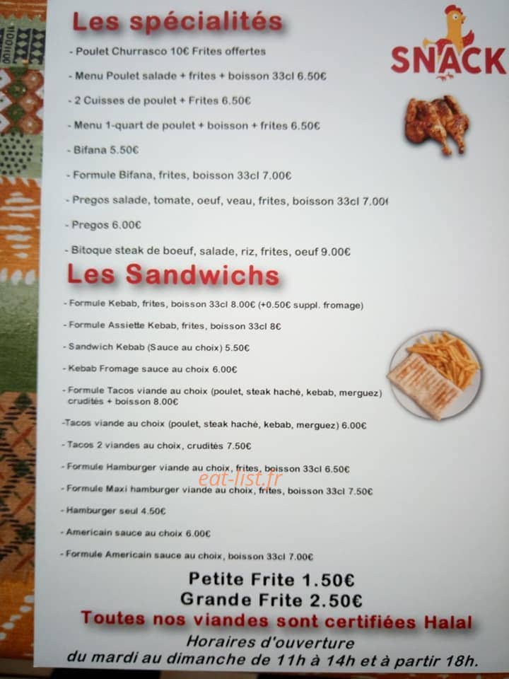 Snack Take Away — carte page 1