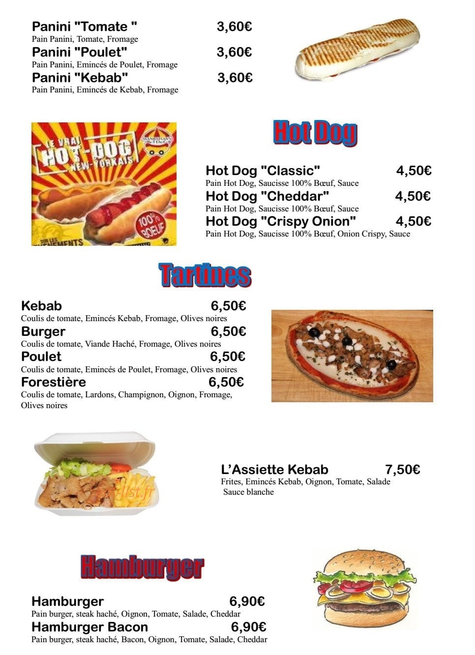 Snack val — carte page 1