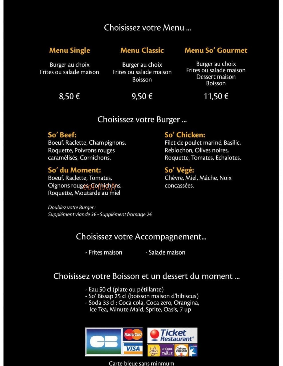 So' Gourmet — carte page 1