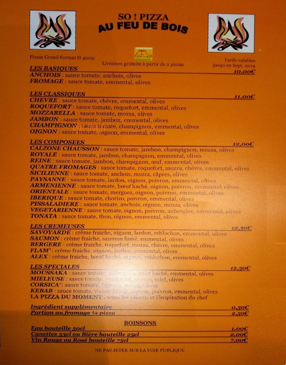 So Pizza — carte page 1