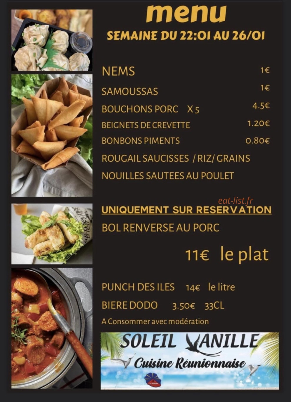 Soleil Vanille — carte page 1