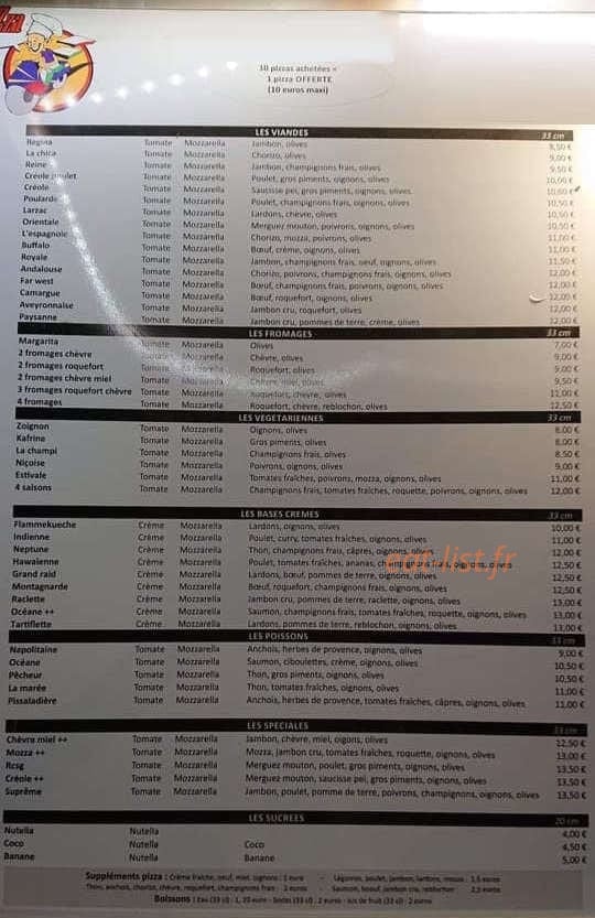 Speed'zza — carte page 1